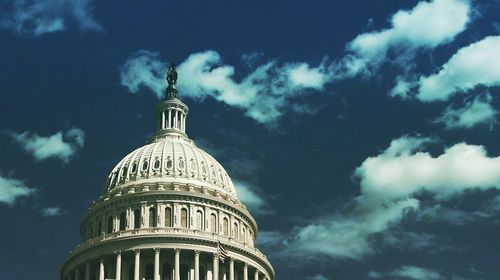 Low angle view of government building against sky