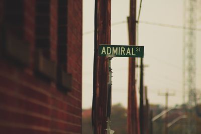 Close-up of road sign