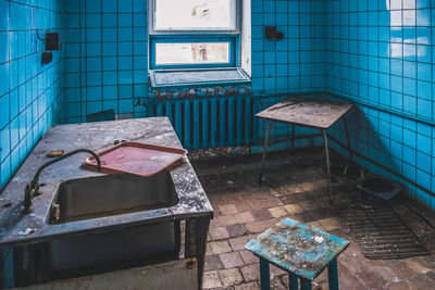 Interior of abandoned building in the arctic ghost town of pyramiden