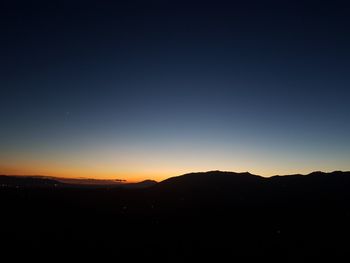 Scenic view of silhouette mountains against sky at sunset