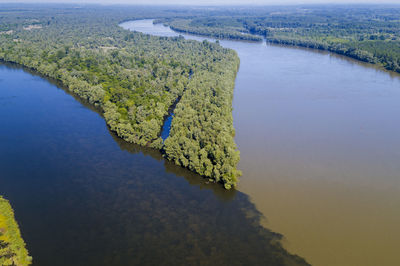 The confluence of the drava and danube rivers