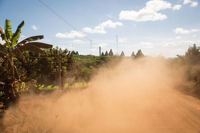 Scenic view of land against sky