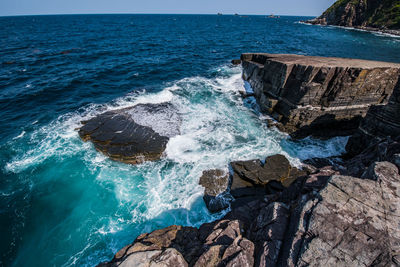 High angle view of sea against sky