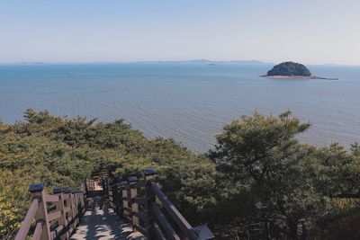 High angle view of sea against sky