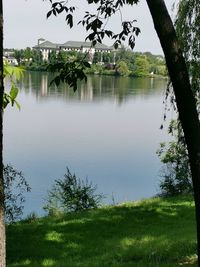 Scenic view of lake against sky