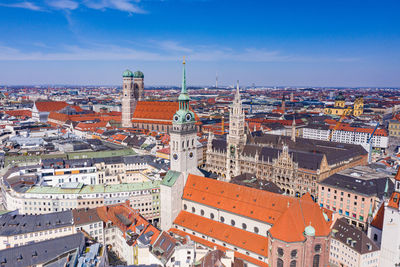 High angle view of buildings in city