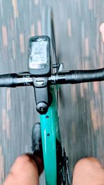 Close-up of person riding bicycle