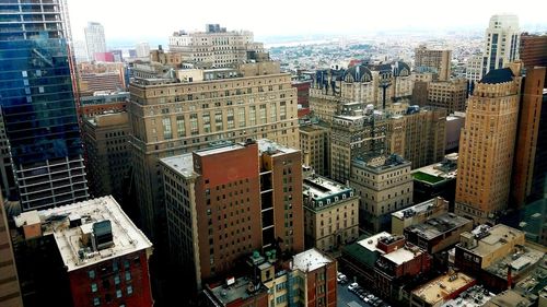 High angle view of buildings in city