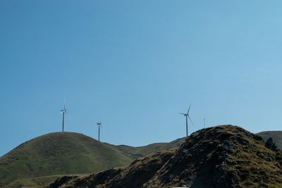 Low angle view of wind turbine against sky