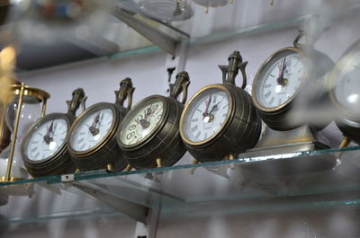 High angle view of clock in factory