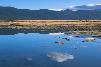 Scenic view of lake against sky