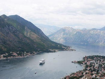 High angle view of boats in sea