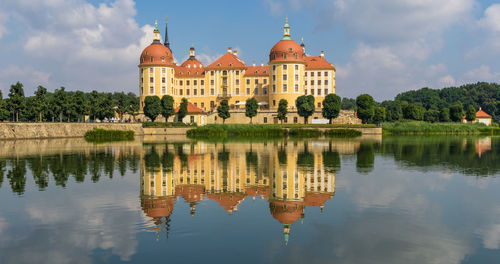 Reflection of building in lake