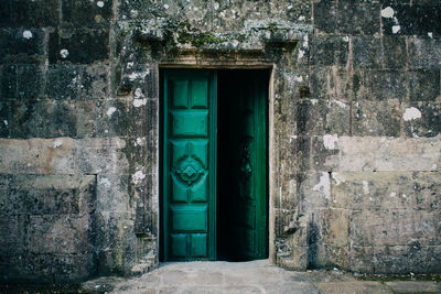 Closed door of house