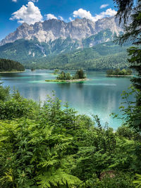 Scenic view of lake against sky