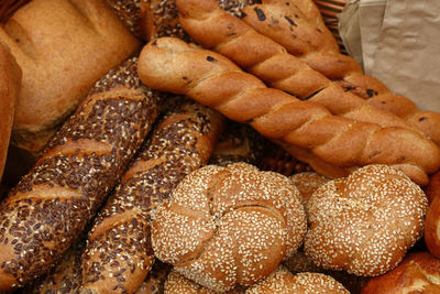 Full frame shot of breads in market for sale