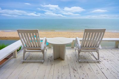 Chairs and table at beach