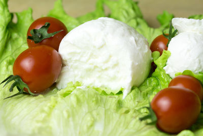 Close-up of eggs in plate