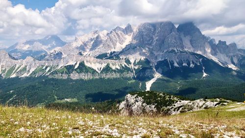 Scenic view of mountains against sky