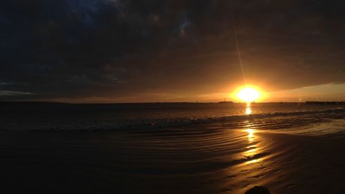 Scenic view of sea at sunset