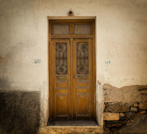 Closed door of old building