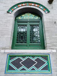 Low angle view of window on building