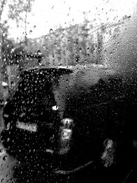 Close-up of water drops on glass