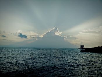 Scenic view of sea against cloudy sky