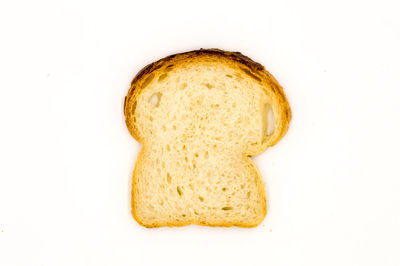 Directly above shot of bread on white background