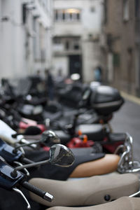 Motorcycles parked on street