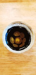 High angle view of coffee on table