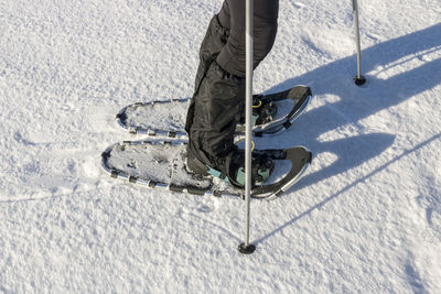 High angle view of person skiing on snow