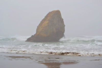 Scenic view of sea against clear sky