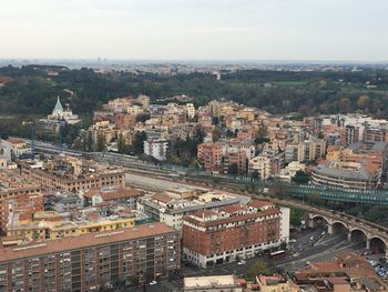 High angle shot of townscape against sky