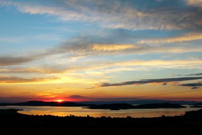 Scenic view of silhouette landscape against sky during sunset