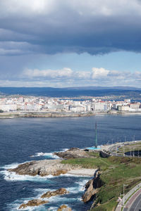 Scenic view of sea against sky in a coruña, galicia, spain