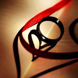 Close-up of heart shape on table