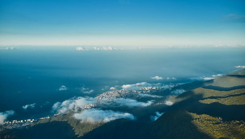 Panoramic view from the top of avila mountain in galipan, facing the caribbean sea la guaira