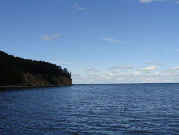 Scenic view of sea against blue sky