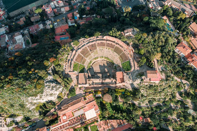 High angle view of buildings in city