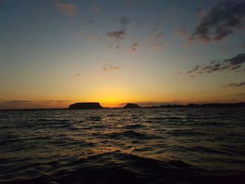 Scenic view of sea against sky during sunset