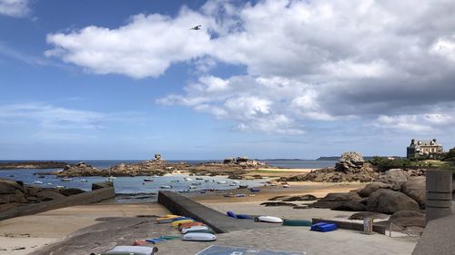 Scenic view of beach against sky