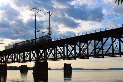 Low angle view of bridge over river against sky