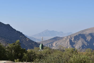 Scenic view of mountains against clear sky