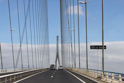 View of suspension bridge against sky