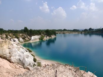 Scenic view of lake against sky