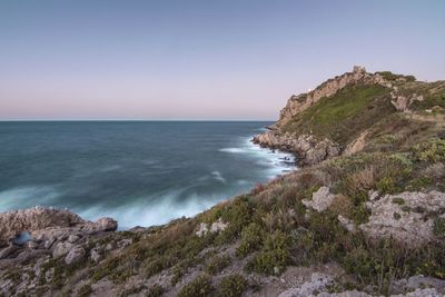 Scenic view of sea and clear sky