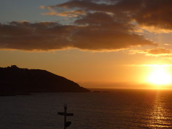 Scenic view of sunset over sea