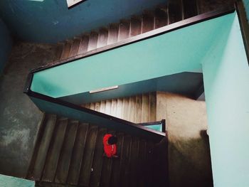 High angle view of staircase by building