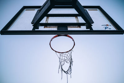 Low angle view of basketball hoop against sky